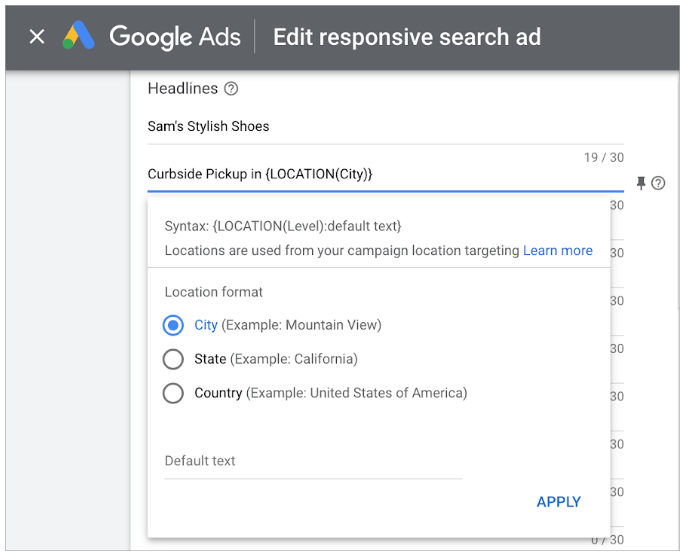 Advanced Dynamic Location Insertion in Google Ads