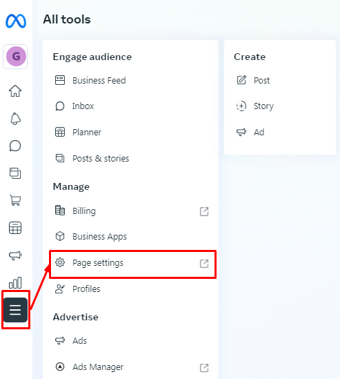 Getting access to Page Setting