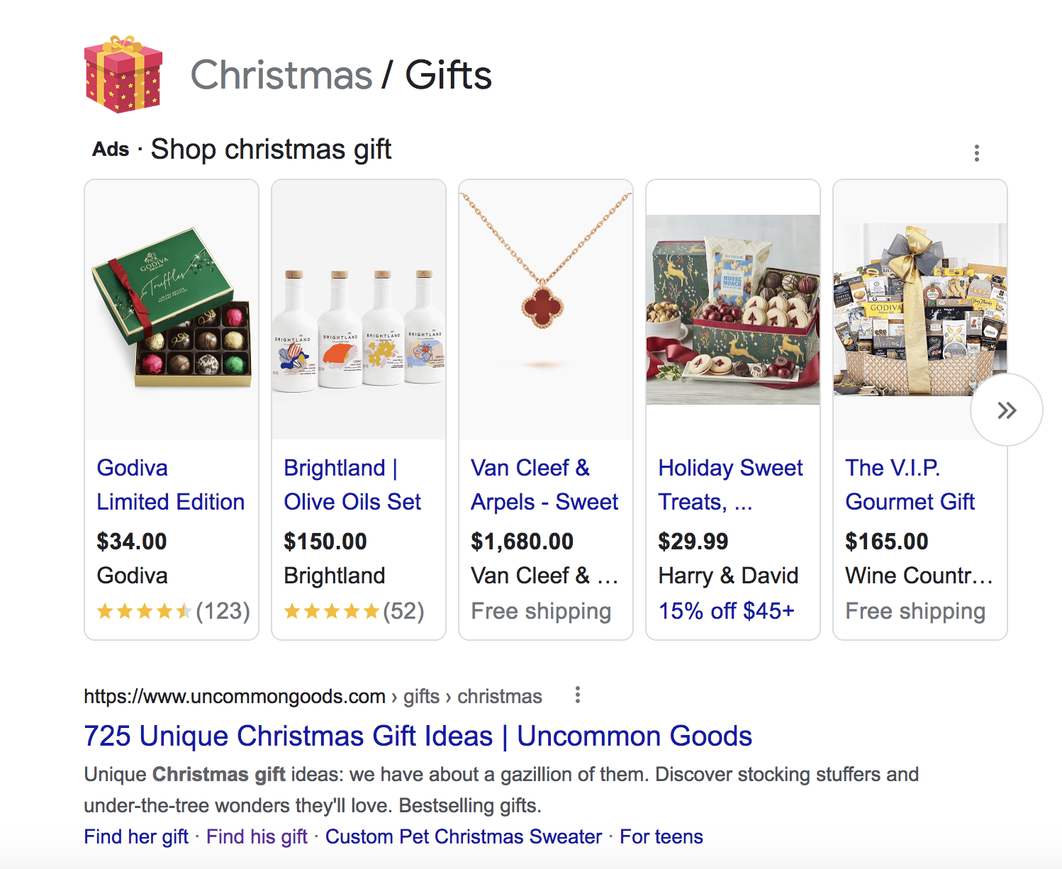 Google search for ‘Christmas gift’.