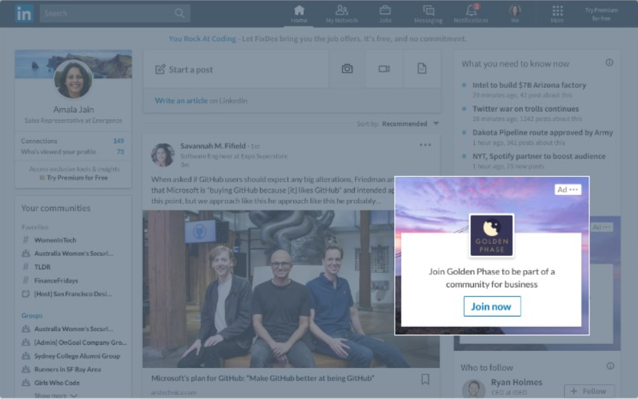 Example of a LinkedIn Dynamic Ad