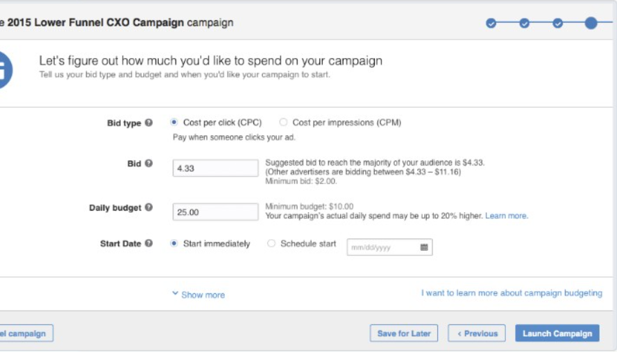 Setting the budget for a LinkedIn Ads campaign